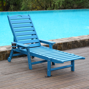Patio Life HDPE Outdoor Chaise Lounge Chair with Adjustable Backrest - view 2