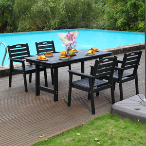Patio Life HDPE Outdoor Patio Dining Set with Table and Four Chairs - view 2