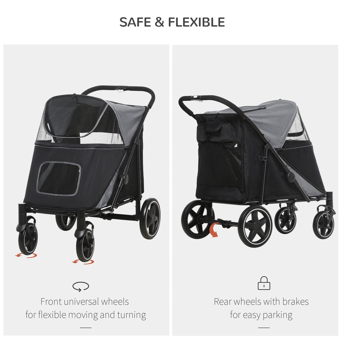 PawHut Foldable Doggy Stroller for Medium Large Dogs and Cats - view 6