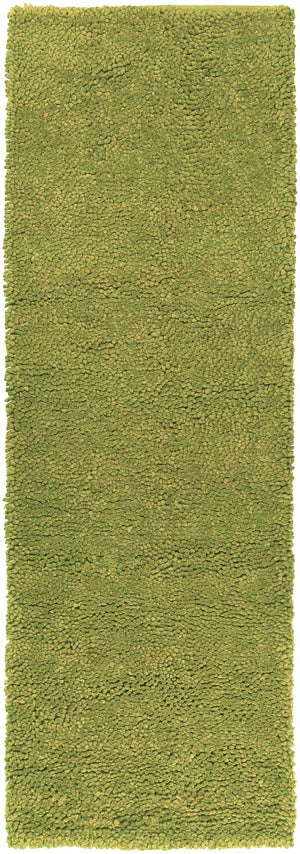 Frederika Solid Olive Green Wool Shag Rug - Clearance