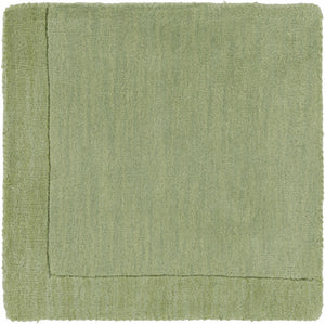 Bordered Solid Green Wool Rug