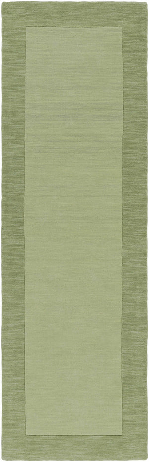 Bordered Solid Green Wool Rug