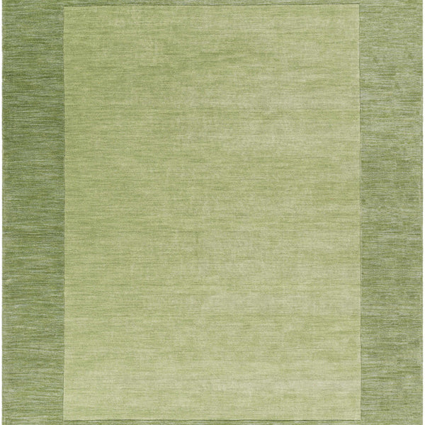 Bordered Solid Green Wool Rug