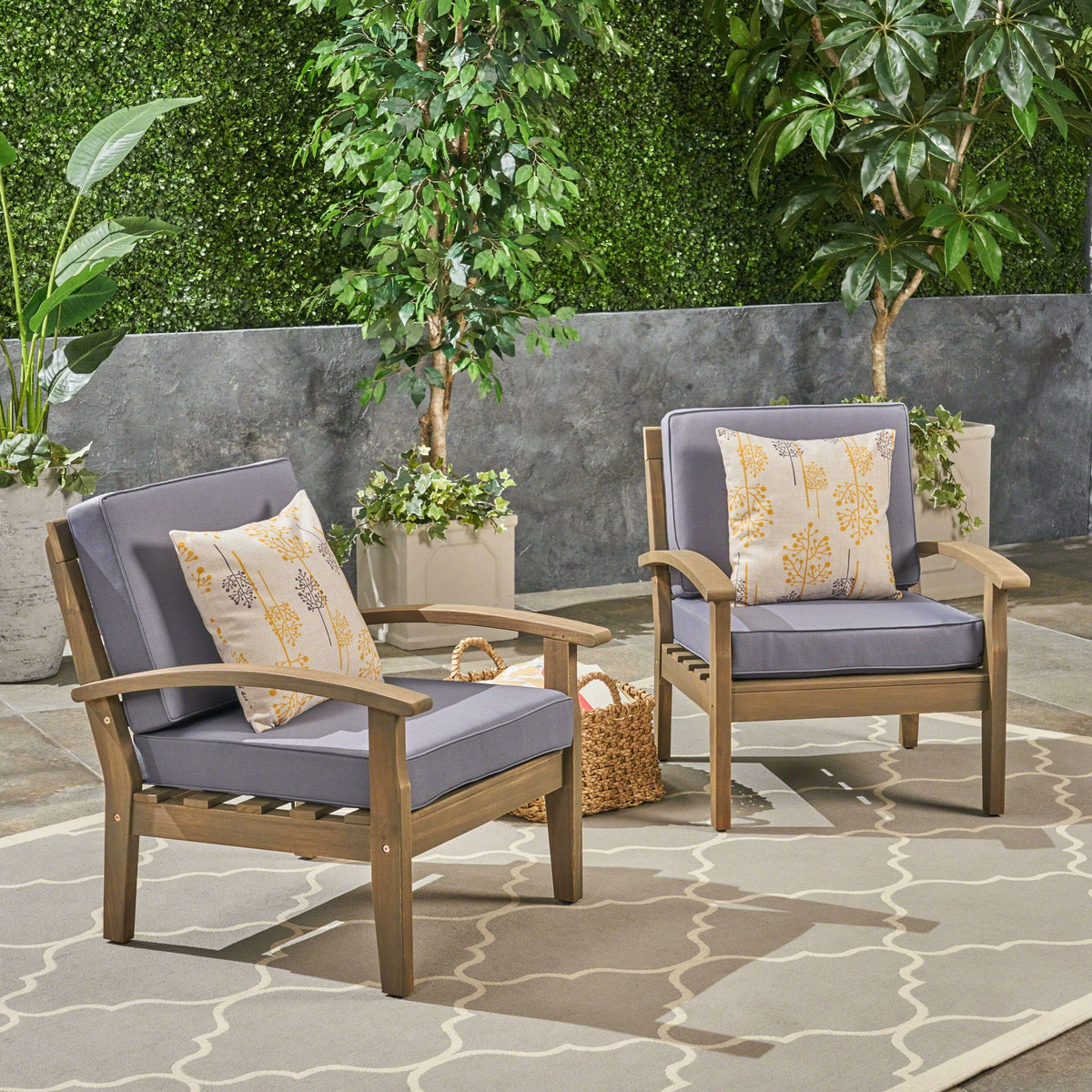 Peyton Club Chair Outdoor Seating in Dark Gray Acacia Wood