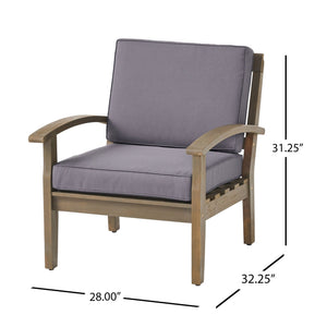 Peyton Club Chair Outdoor Seating in Dark Gray Acacia Wood - view 3