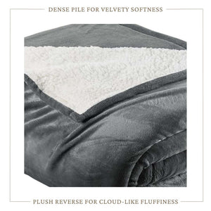 Velvet Plush Sherpa Bed Blanket by Great Bay Home