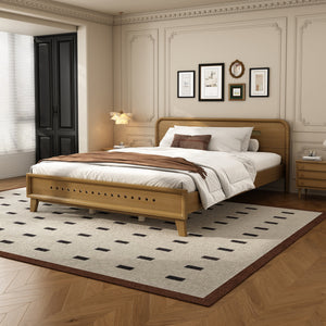 Pine Solid Wood Queen Size Bed in Rustic Yellow - view 2
