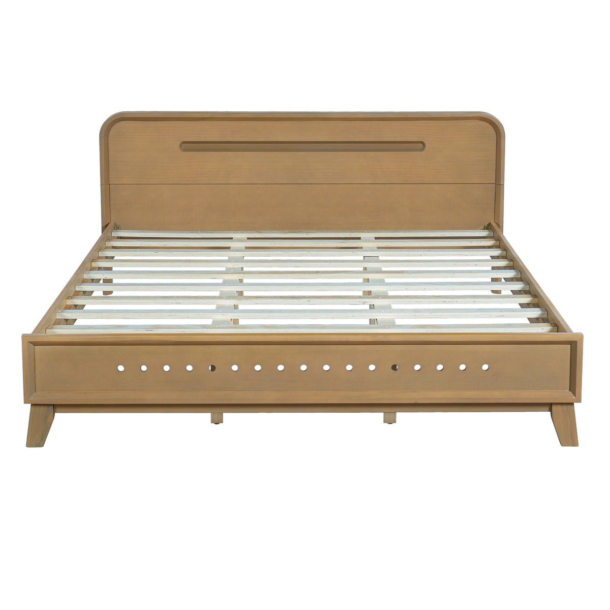 Pine Solid Wood Queen Size Bed in Rustic Yellow - view 6