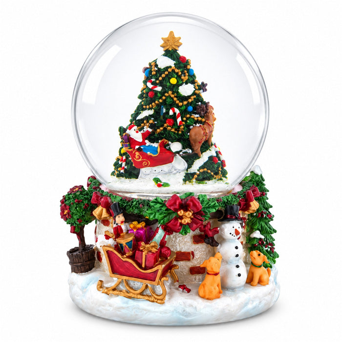 Santa's, Snowman and Canine Companions Musical Water Snow Globe