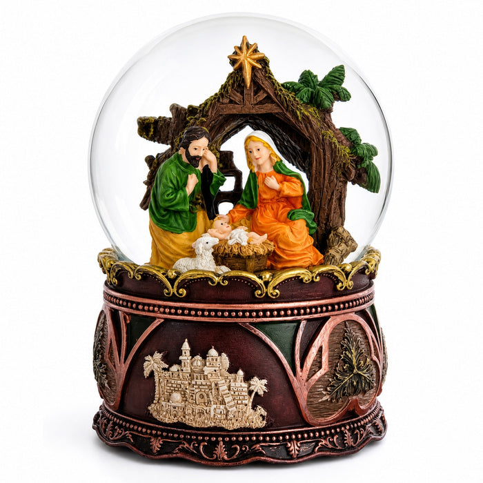 Nativity Serenity Water Snow Globe with "Silent Night" Music Box