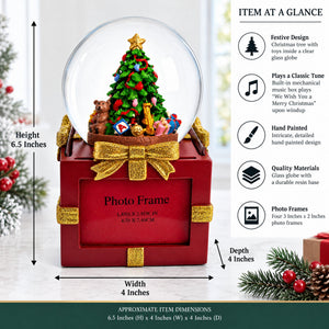 Four-Sided Picture Frame Christmas Tree Musical Water Snow Globe