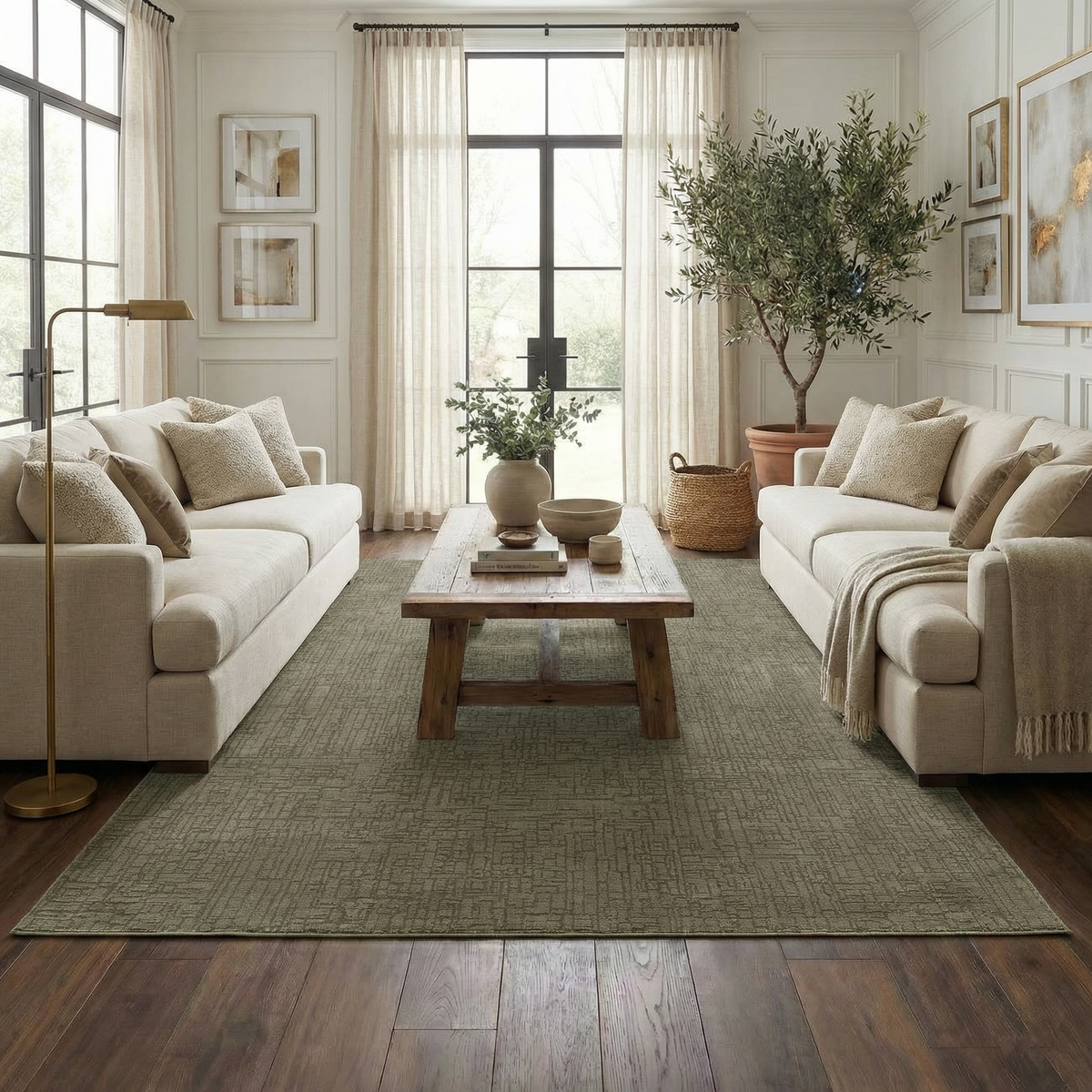 Leanna Green Washable Area Rug