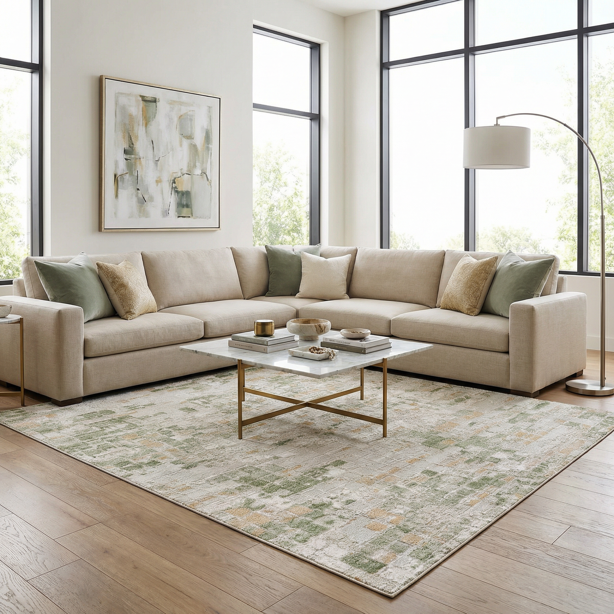 Liveri Green Mosaic Rug