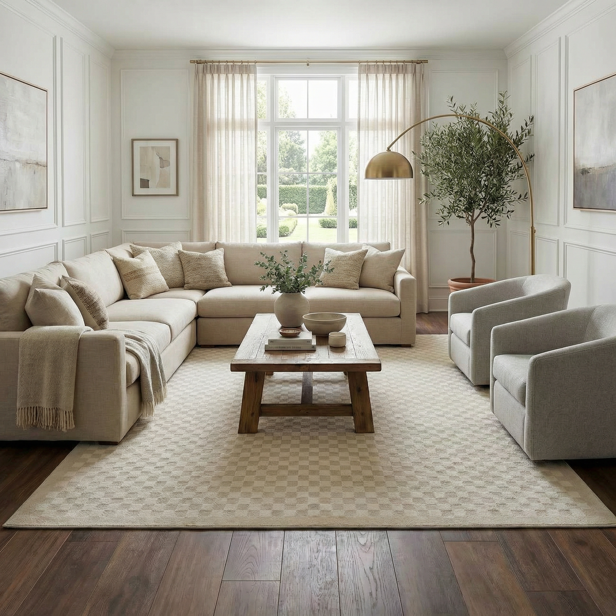 Gaiwan Cream Washable Area Rug