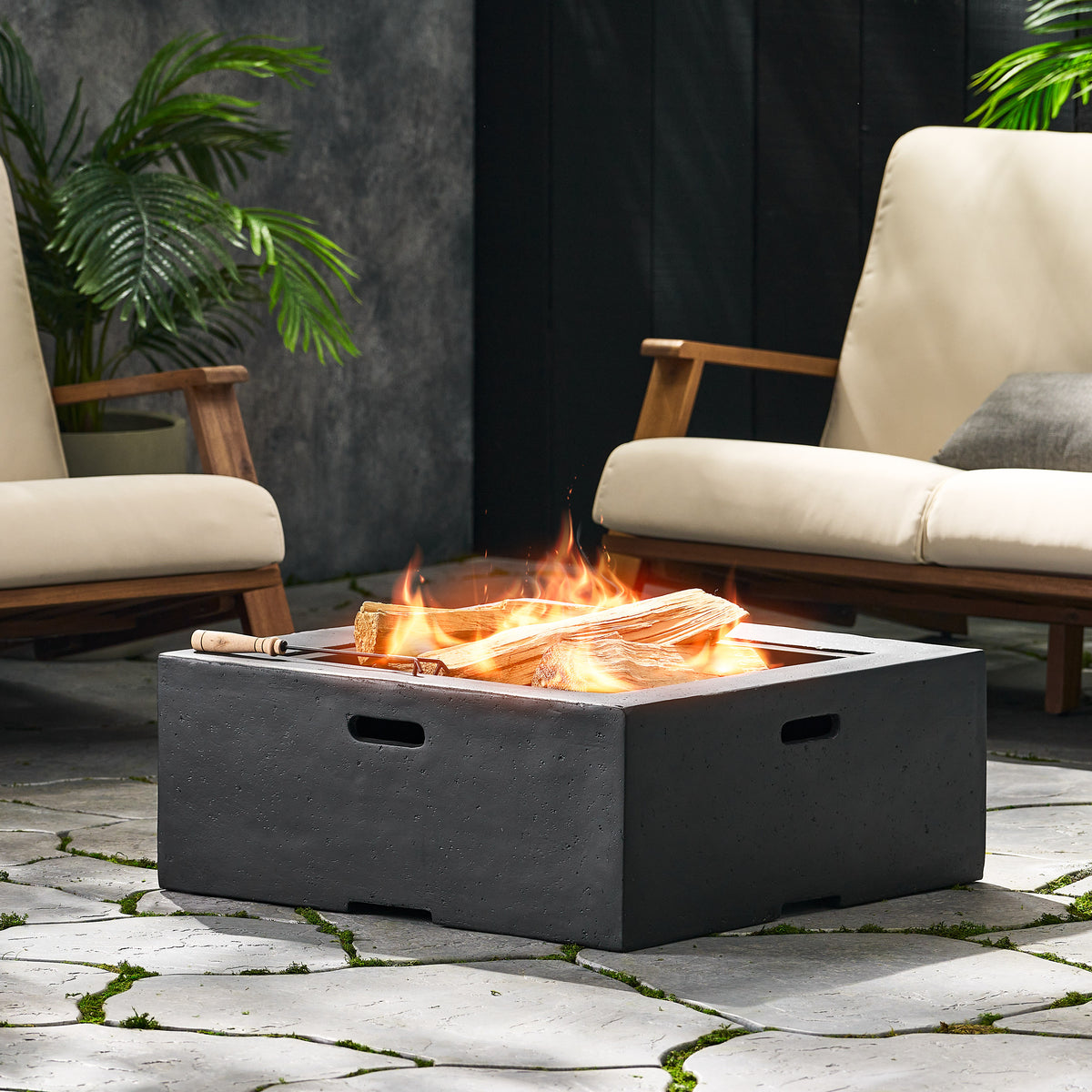 Outdoor 29" Square MgO Wood-Burning Fire Pit