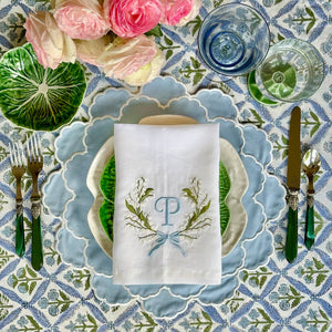 pnrdecor CRESSIDA SCALLOPED BLUE FABRIC PLACEMAT (Set Of 4)