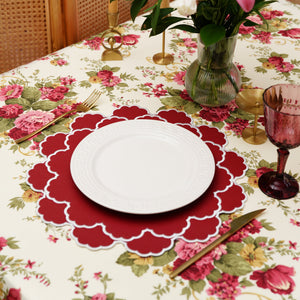 Timeless Red Scalloped Faux Leather Placemats
