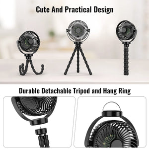 Portable Fan 8000mAh USB Rechargeable 4-Speed 360° Rotation