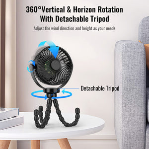 Portable Fan 8000mAh USB Rechargeable 4-Speed 360° Rotation