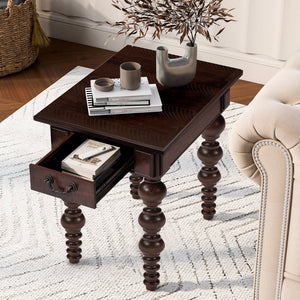 Power Growth Furniture Solid Wood End Table with Drawer in Espresso Finish - view 2