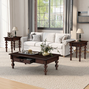 Power Growth Furniture Solid Wood End Table with Drawer in Espresso Finish - view 3