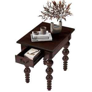 Power Growth Furniture Solid Wood End Table with Drawer in Espresso Finish - view 4