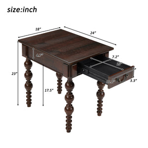 Power Growth Furniture Solid Wood End Table with Drawer in Espresso Finish - view 5