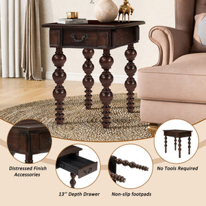 Power Growth Furniture Solid Wood End Table with Drawer in Espresso Finish - view 7