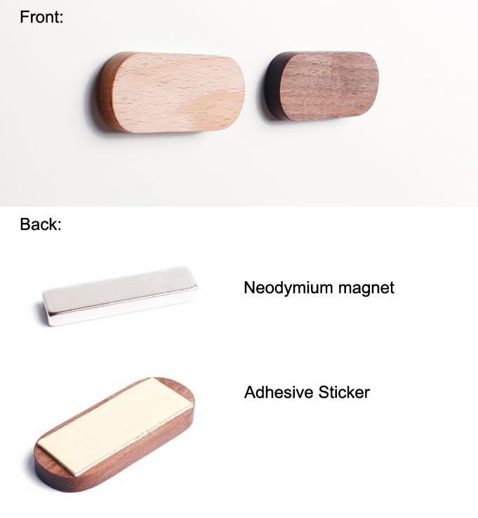 Wooden Magnetic Key Holder Wall Mount Adhesive Key Rack Organizer