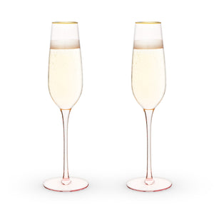Rose Crystal Champagne Flute Set