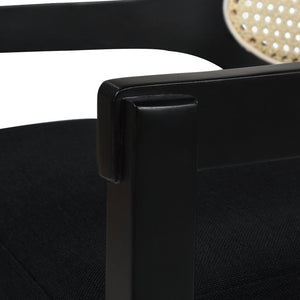Pyrla 26" Upholstered Counter Stool with Curved Cane Back and Wood Legs - Counter Stools