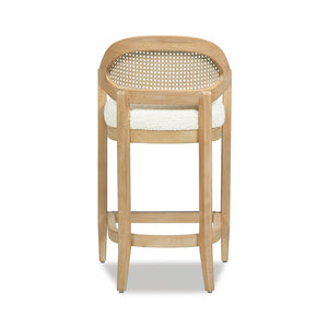 Pyrla 26" Upholstered Counter Stool with Curved Cane Back and Wood Legs - Counter Stools