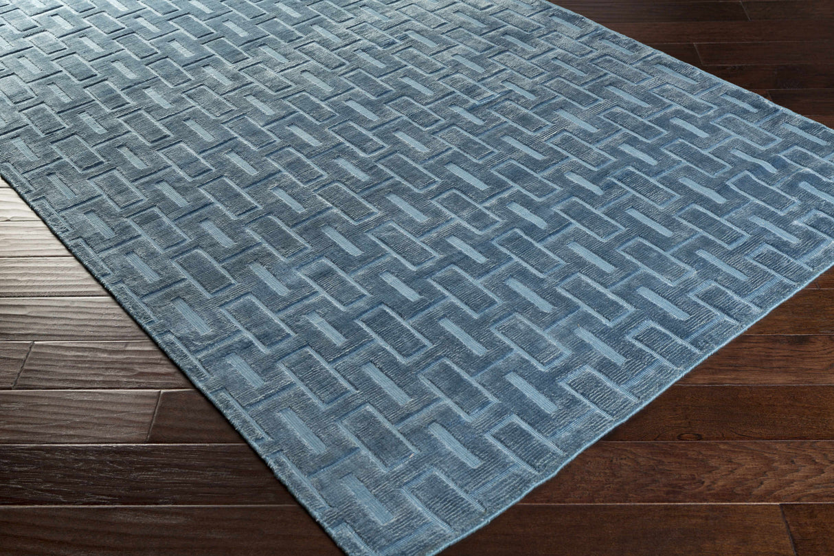 Quealy Blue Patterned 3x5 Small Viscose Rug - Clearance
