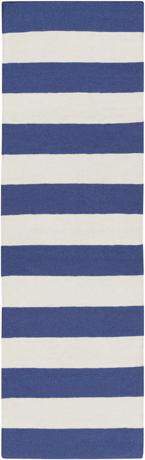 Ingersoll 8x11 Blue&White Striped Wool Rug - Clearance