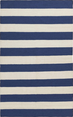 Ingersoll 8x11 Blue&White Striped Wool Rug - Clearance