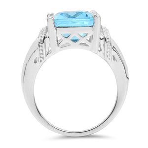 8.89 Carat Genuine Swiss Blue Topaz .925 Sterling Silver Ring