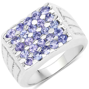 1.75 Carat Genuine Tanzanite .925 Sterling Silver Ring