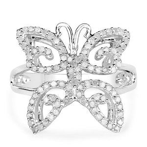 0.58 Carat Genuine White Diamond .925 Sterling Silver Ring