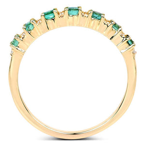 0.41 Carat Genuine Zambian Emerald and White Diamond 14K Yellow Gold Ring