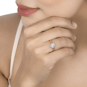 0.78 Carat Genuine Morganite and White Diamond 14K Rose Gold Ring