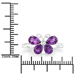 1.35 Carat Genuine Amethyst and Created White Sapphire .925 Sterling Silver Ring