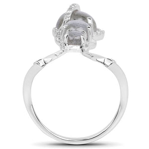 2.79 Carat Genuine Labradorite And White Topaz .925 Sterling Silver Ring