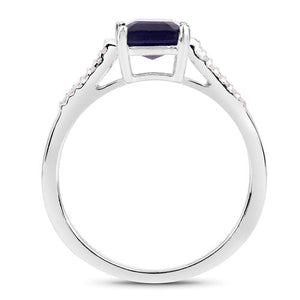3.07 Carat Glass Filled Sapphire and White Zircon .925 Sterling Silver Ring