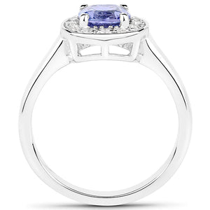1.51 Carat Genuine Tanzanite and White Topaz .925 Sterling Silver ring