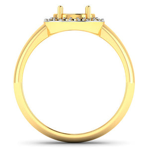 0.22 Carat Genuine White Diamond 14K Yellow Gold Semi Mount Ring - holds 9x7mm Oval Gemstone