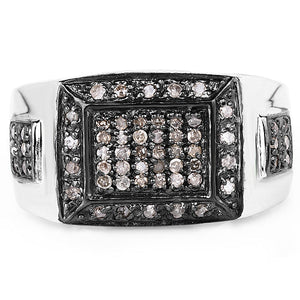 0.52 Carat Genuine Champagne Diamond .925 Sterling Silver Ring