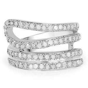 0.83 Carat Genuine White Diamond .925 Sterling Silver Ring