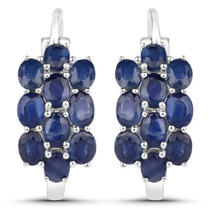 10.40 Carat Genuine Blue Sapphire .925 Sterling Silver 3 Piece Jewelry Set (Ring, Earrings, and Pendant w/ Chain)