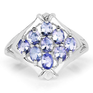 1.53 Carat Genuine Tanzanite .925 Sterling Silver Ring