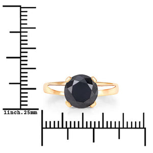 3.00 Carat Genuine Black Diamond 14K Yellow Gold Ring